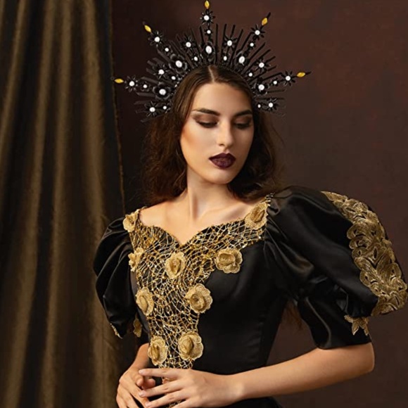 Crown Headband Spiked Zip Tie Halo Crown Sunburst Goddess Headpiece with Crystal main image 5